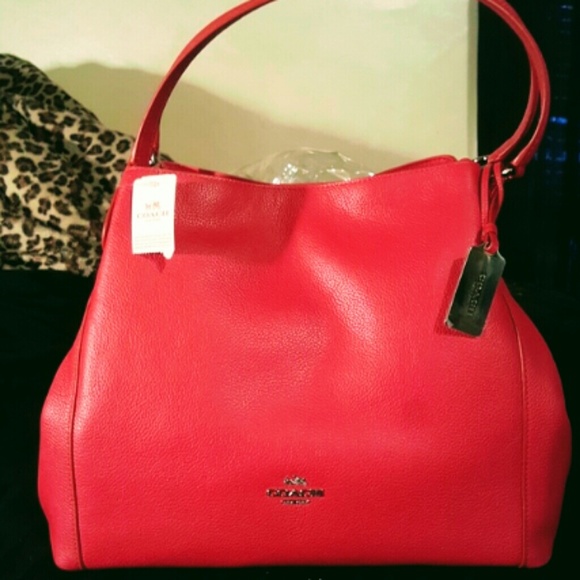 coach edie 31 polished pebble leather shoulder bag